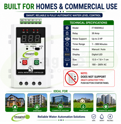 Fully Automatic Digital Display Water Level Controller with Motor Protection
