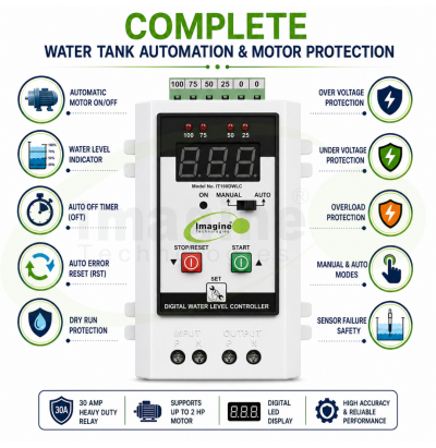 Fully Automatic Digital Display Water Level Controller with Motor Protection