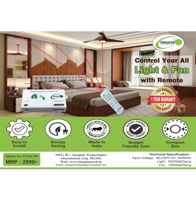 Remote Control Switch For 4 Light 1 Fan Humming Less Fan Speed