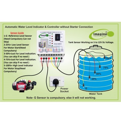 Fully Automatic Water Level Controller and 4 Level Indicator With 5 Nos Sensor