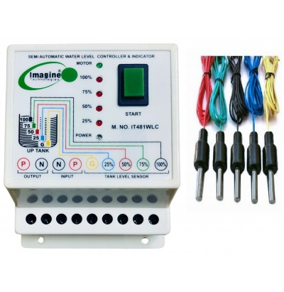 Semi Automatic  Manually Start and Automatic Stop Water Level Controller and 4 Level Indicator With 5 Nos Sensor