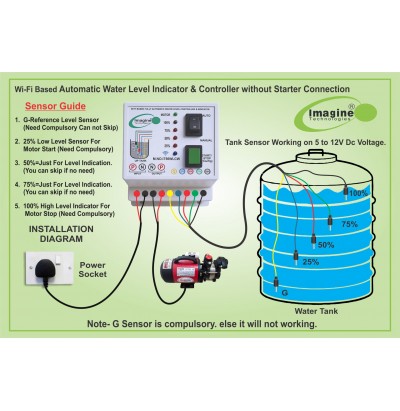 Smart WiFi Based Fully  Automatic Water Level Controller & indicator For Overhead tank with Tank Full and Tank Empty Buzzer .