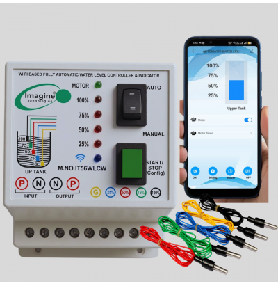 Smart WiFi Based Fully  Automatic Water Level Controller & indicator For Overhead tank with Tank Full and Tank Empty Buzzer .