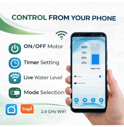 Smart WiFi Based Fully  Automatic Water Level Controller & indicator For Overhead tank with Tank Full and Tank Empty Buzzer .