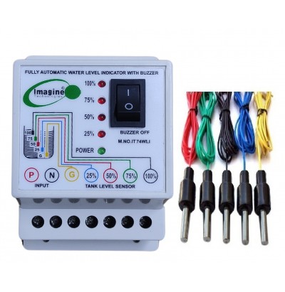Imagine Technologies Water Level Indicator with Alarm on Tank Full with 5 Sensors (White, IT74WLI)