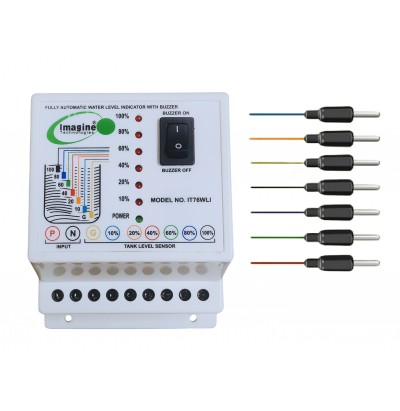 Water Level Indicator with Alarm on Tank Full with 7 Sensors (White, IT76WLI)