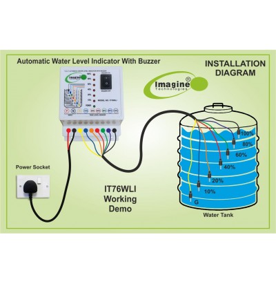 Water Level Indicator with Alarm on Tank Full with 7 Sensors (White, IT76WLI)