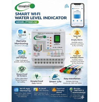 Smart WiFi Based Water Level indicator 25% 50% 75% 100% With tank Full and Tank Empty  Buzzer 